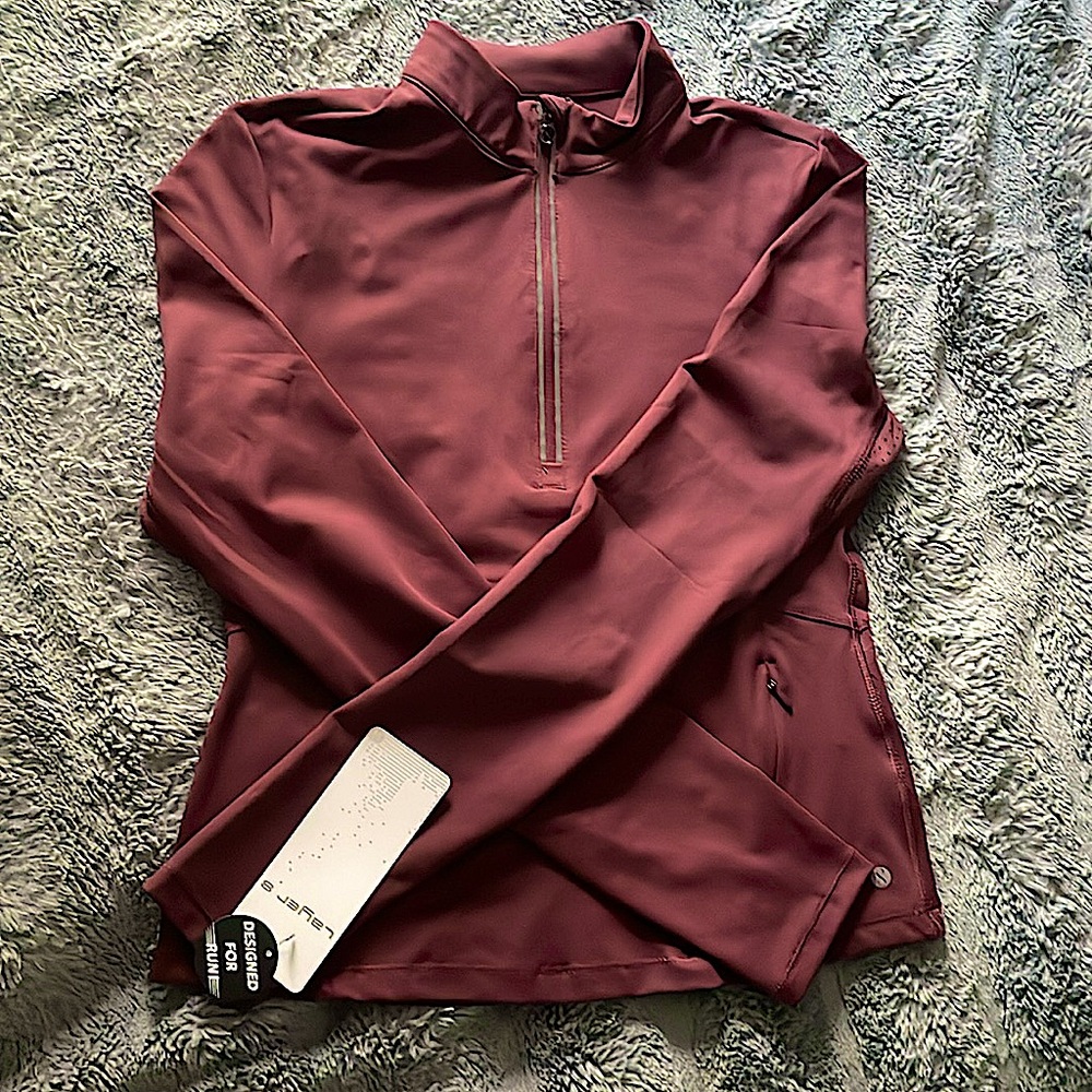 XS Layer 8 wine colored Skylar quarter zip top.
